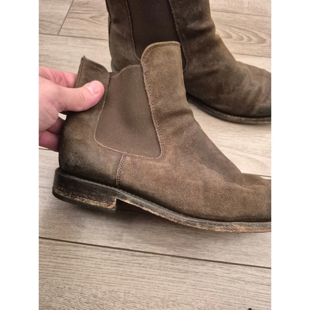 Thursday‎ Boot Company Dark Brown Suede Chelsea Boots Distressed Ankle Sz 8.5